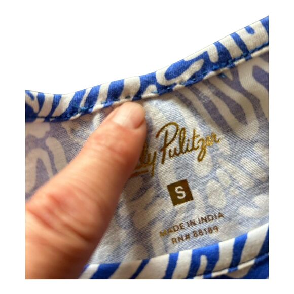 Lilly Pulitzer Rosen T-Shirt Dress Small 100% Cotton Martinique Blue Zee Bebe - Picture 5 of 5